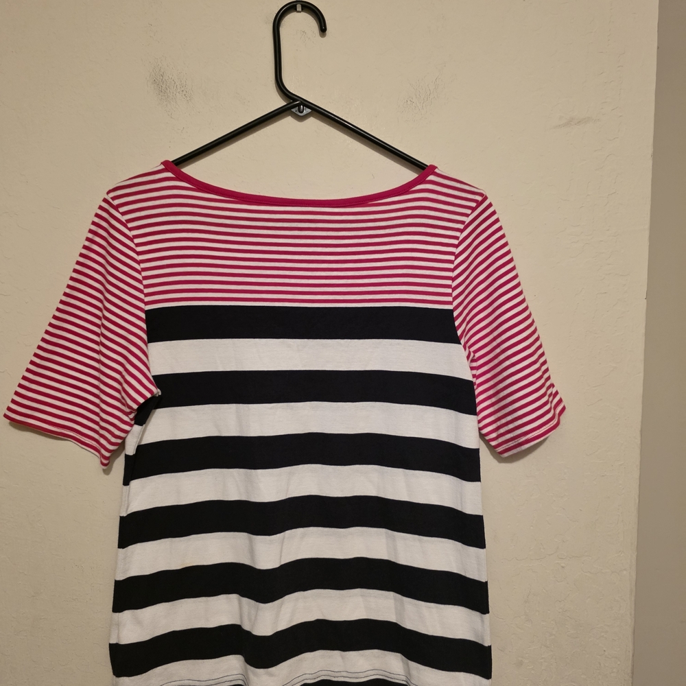 NWOT Croft & Barrow Red White And Blue Striped Short Sleeve Top Size Medium - Picture 2 of 7